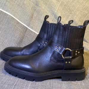 Zara Leather Biker Chelsea Boot.